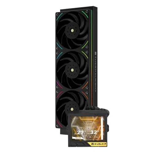 TR Mjolnir Vision 360 UB PRO ARGB Refrigerador negro de CPU Aio, sistema de refrigerador de agua especificación PC 360 con ventilador en línea,pantalla LCD de 3,5'' con resolución 640x480,para AM4/AM5