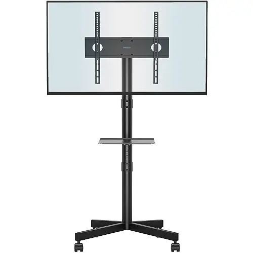 BONTEC Soporte TV Ruedas para Televisión de 23 a 60 Pulgadas, Soporte de Pie para TV Móvil con Estante para Portátil y Altura Ajustable, hasta 25 kg, Máx. VESA 400x400 mm