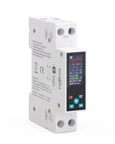 TONGOU Medidor de Consumo Eléctrico wifi, 1P+N/ 240vac Pantalla LCD en colores incorporada WIFI Inteligente Interruptor Medidor Energia, Compatible con Alexa, Smart life/Tuya Contador Eléctrico wifi