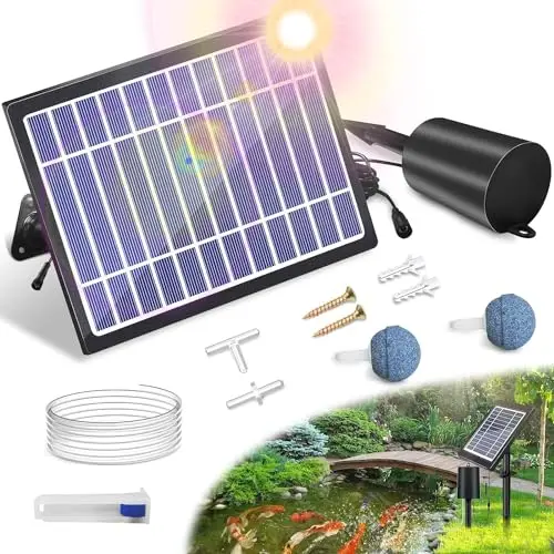 Aireador Solar para Estanques Con Bomba de Aire, 3 Modos (18H/36H/72H), 4 W y 2200 mAh, Regulador de Burbujas para Uso Al Aire Libre