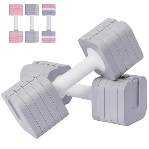 Mancuernas Ajustables, Mancuernas 10KG(2 * 5KG), Impermeable y Ahorrar Espacio, Fácil de Ajustar, Pesas y Mancuernas, Pesas Ajustables, Ideales para Entrenamiento Gimnasio en Casa