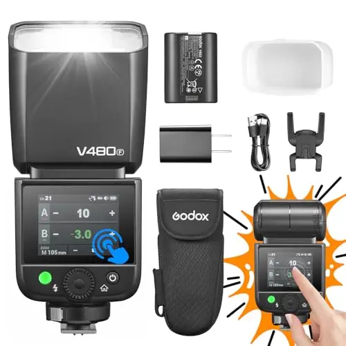 Godox V480F V480-F Flash de Cámara Camera Flash Speedlite 7.2 V/2200mAh TTL GN50 650 Flashes con Plena Potencia para Fuji Cameras