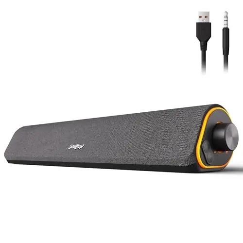 SOULION Barra Sonido para PC/Ordenador Portátil con Bluetooth y Cable Auxiliar 3,5mm Incluido, iluminación Personalizable, Alimentación USB, para Ordenador, Portátil Móvil,Teléfonos, Monitor