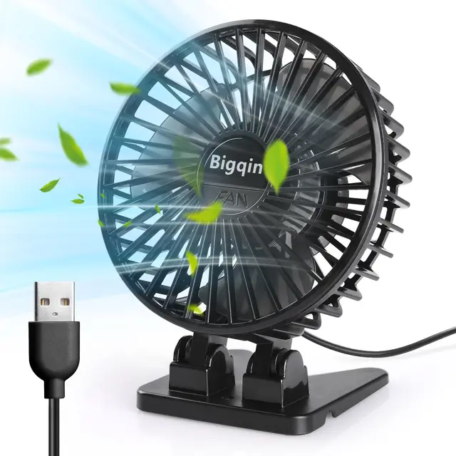 Mini Ventilador USB, 3 Velocidades Ventilador Portatil, Angulo Ajustable Ventilador de Mesa, Mini Fan Ventilador Pequeño para Biblioteca, Oficina, Camping, Picnic - Negro