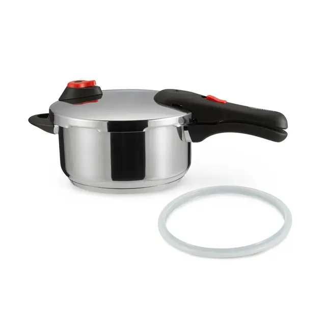 Amazon Basics Olla A Presión de Acero Inoxidable, Apta para inducción, 4 Litros, Plateado