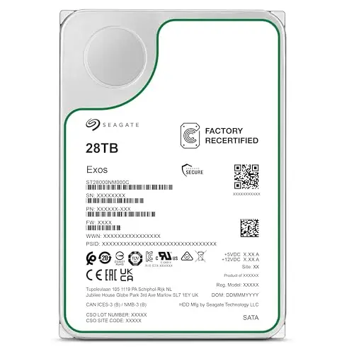 Seagate Exos ST28000NM000C - Disco duro interno (28 TB, SATA 6 Gb/s, 7200RPM, 512 MB de caché (Reacondicionado)