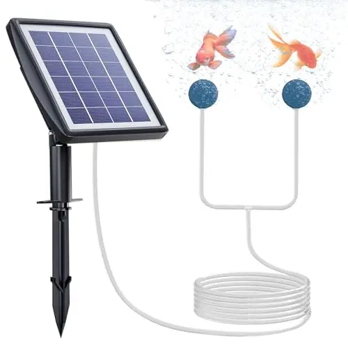 PChero Aireador solar para estanque, 2200 mAh, con batería, bomba de oxígeno solar, bomba de aire para acuario, suministro de oxígeno eficaz para exteriores, estanques, jardín, hidroponía, bomba de