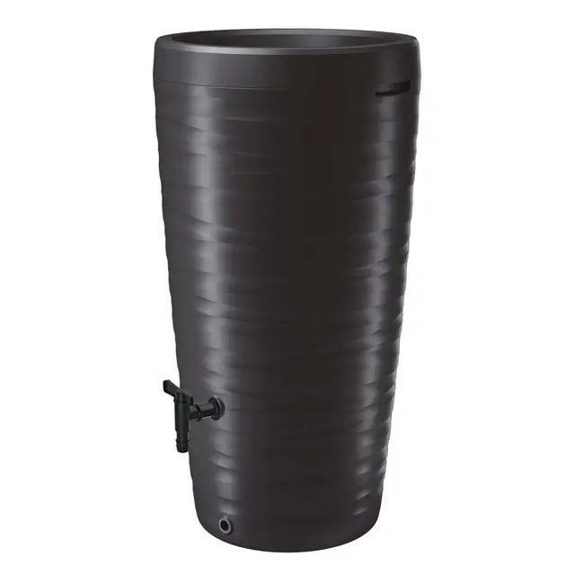 Spetebo Design Depósito de Agua de Lluvia 240 L con Grifo - Antracita - con Bandeja para Plantas como Tapa - Barril de Agua de plástico Flores Plantas macetas Maceta Resistente a Las heladas