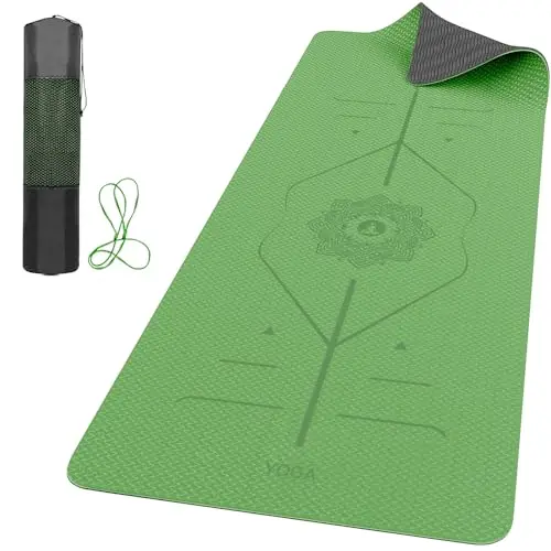 ROMIX Esterilla Yoga Antideslizante Profesional con Cuerpo Marcas de Alineación, 6MM Yoga Mat Thick, Esterilla Fitness con Bolsa de Transporte y Correa, Colchoneta Gimnasia para Pilates, Ejercicio