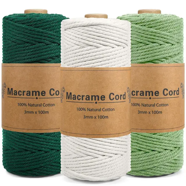 ygvqn hilo macramé 3mm algodón 3x100m