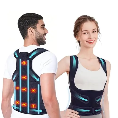 Corrector Postura Espalda, 8 Imanes Back Posture Corrector, Espalda Recta Soporte Ajustable Cuello, Hombros, Espalda, Corrección Escoliosis y Joroba Proporciona Forma Mujer Hombre