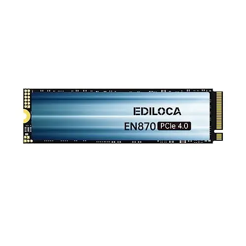 Ediloca EN870 de 4TB PCIe Gen4 SSD, de hasta 7450MB/s, NAND Flash 3D TLC, NVMe M.2 2280, Caché SLC Dinámica, Disco de Estado Sólido Interno, Compatible con PS5 y PC