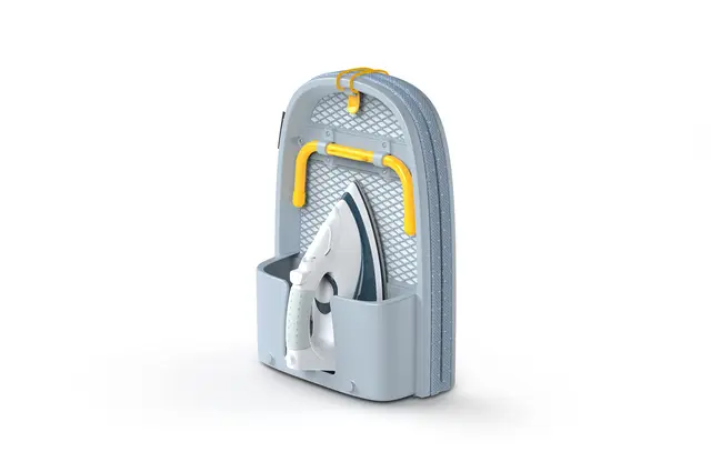 Joseph Joseph Pocket Tabla de Planchar Plegable Compacta y Ahorra Espacio, 90x33 cm Gris/Amarillo