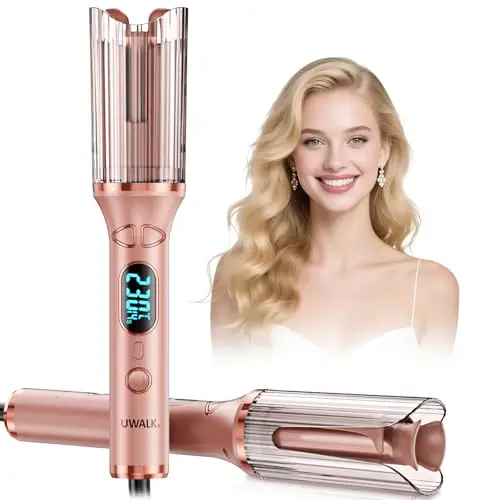 Rizador Automático Pelo Ondas Automatico: Rizador de pelo Automatico de 25 mm con 14 Temperaturas y 5 Temporizadores - Hair Curler Portátil con Pantalla LED, Antiquemaduras y Calentamiento Rápido