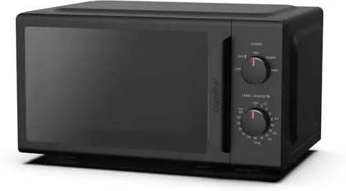 COMFEE' CMO-MP012ND(BK) Mini horno microondas de 20 L y 700 W, color negro, con ventana grande, diseño compacto, función de descongelación rápida, 5 niveles de potencia