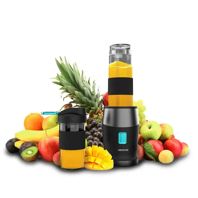 Cecotec Batidora De Vaso Portátil Individual Smoothies Power Titanium 900 ProGo. 900W, Incluye 2 Vasos Portátiles de 570 ml, 4 Cuchillas Con Recubrimiento De Titanio Negro