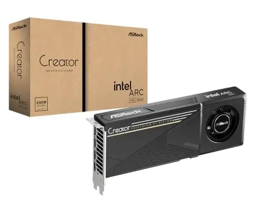 ASRock Intel ARC Pro B60 Creator - Tarjeta gráfica de 24 GB, Arquitectura Intel Xe2-HPG, 24 GB GDDR6, PCIe 5.0, 4 Puertos DisplayPort 2.1, diseño de Ventilador, refrigeración silenciosa de 0 dB