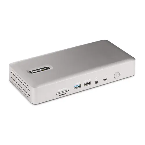 StarTech Docking Station Thunderbolt 4 - Replicador de Puertos de 16 Puertos con Carga de 100W para Portátil - 2 x HDMI, 2 x DisplayPort,4 Pantallas en 4K Windows - 2x 4K en MacBook Pro,M4 Air en Mac