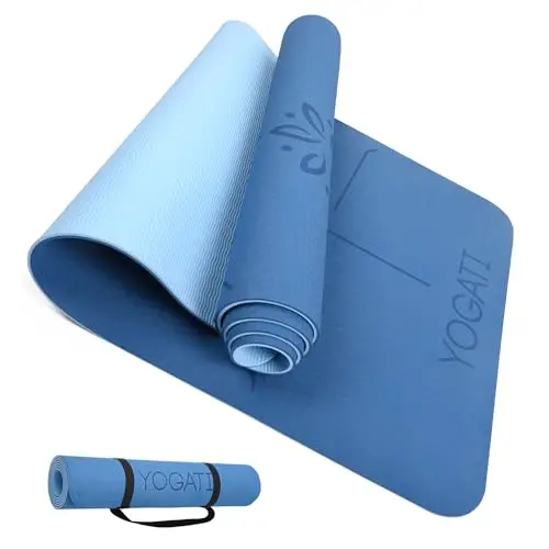 YOGATI Esterilla Yoga con Correa. Esterilla Yoga Antideslizante. Esterilla Fitness Ideal para Gym o casa. Esterilla Pilates Gruesa. Esterilla Deporte para Mujeres y Hombres. Yoga Mat.
