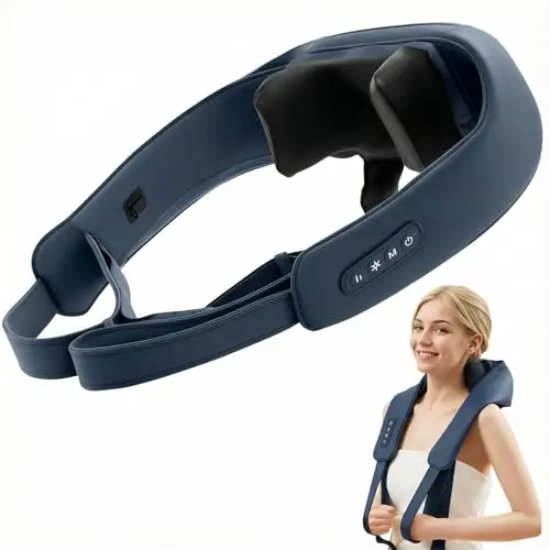 Healthrelif Shiatsu Masajeador cervical - Masajeador para Cuello, Hombros, Espalda y Piernas,con función de calor,Masajeador Portátil para Casa, Oficina o Viaje (Azul Oscuro)