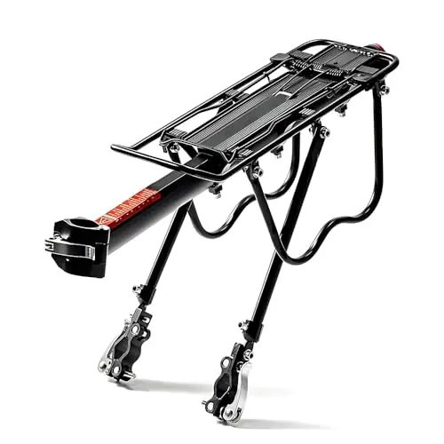 Portabicicletas Trasero para Bicicleta, 110Lbs/50kgs Capacidad Portabicicletas Portaequipajes con Reflectante, Ajustable de Liberación Rápida de Montaña Carretera Portaequipajes