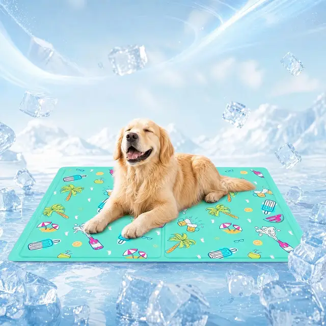 Alfombrilla Refrescante para Mascotas,Manta Refrigerante Perro,Cama Frio Animales Colchon Mascotas para Verano,Alfombrilla Refrescante Cojín de Gel Auto Refrigerante Impermeable-40x50cm/Verde