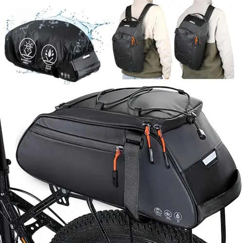 WOTOW 3 en 1 Bolsas para alforjas de Bicicleta, Bolsa portaequipajes Trasero de Gran Capacidad de 10L, Portaequipajes para Asientos Traseros de Bicicleta Resistentes al Agua Reflectante Ajustable