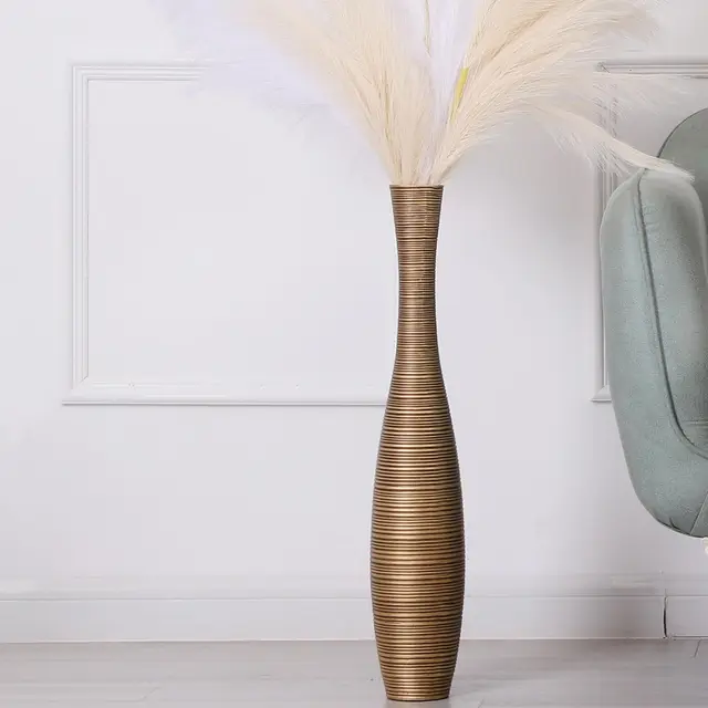 Leewadee Gran Jarrón de Suelo 65 cm - Alto Poliresina para Hierba Pampa, Flores Secas & Frescas