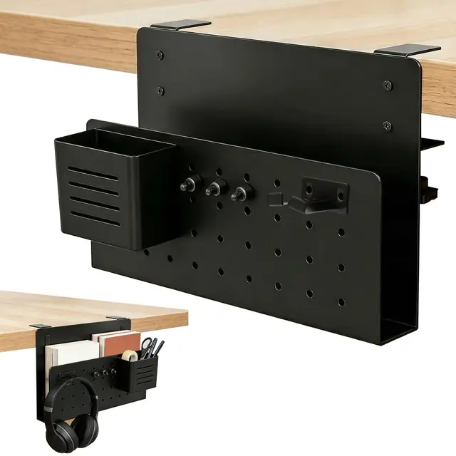 Almacenamiento Lateral del Escritorio, Soporte para Portátil Debajo De La Mesa, Organizador De Escritorio Colgante Sin Taladrar, con Ganchos Y Ganchos para Cables, Adecuado para Oficina