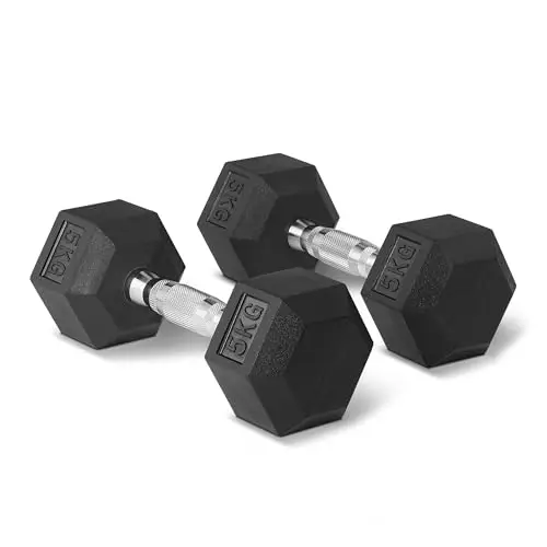 Amazon Basics Rubber Encased Hex Dumbbell Weights Set