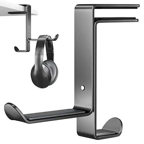 Newaner Soporte Auriculares, Soporte Cascos Multifunción con Organizador de Cables, Soporte para Auriculares Ajustable para Todos Los Auriculares Bluetooth para Juegos, Auriculares para Niños, Negro