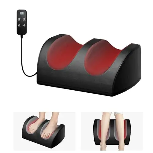 Masajeador de pies con calor LINGTENG, diseñado para amasar los músculos de las piernas y los pies, con un masajeador de pantorrillas con mango de control: un regalo muy considerado para mamá, papá y