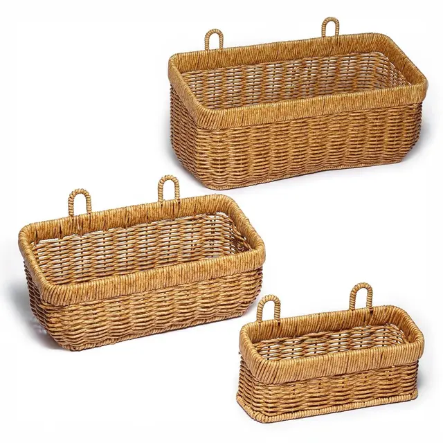 frondent set 3 cestas colgantes mimbre