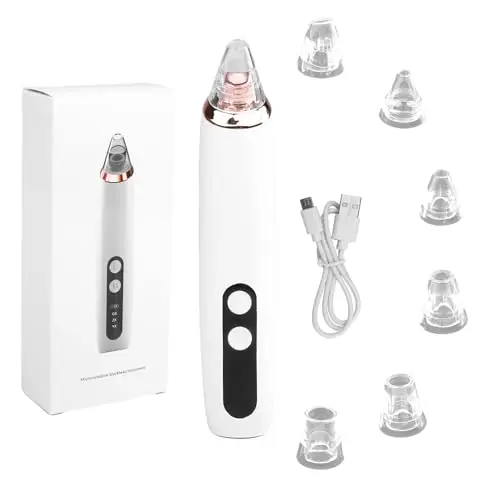 Succionador de Puntos Negros, Extractor de Espinillas y Acné, Limpiador de Poros Con 6 Cabezales y 3 Modos, Quitar Puntos Negros para Limpieza Facial para Quitar Puntos Negros Acne Comedones