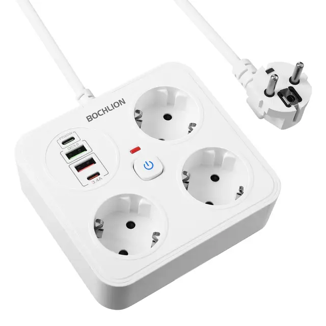 bochlion 2m-blanc regleta 3 enchufes 4
