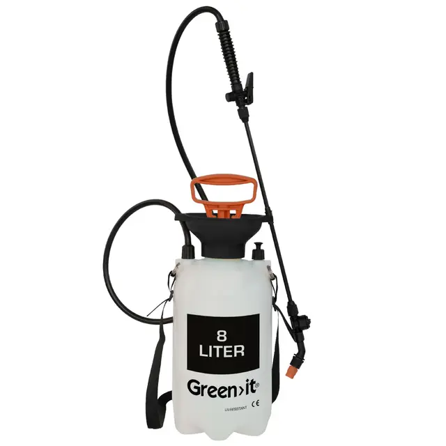Home IT® - Pulverizador a presión para jardín (8 L, Resistente a los Rayos UV, con Bomba, Correa de Transporte y válvula de sobrepresión, jeringa herbicida, Boquilla Ajustable, Manguera de 130 cm)