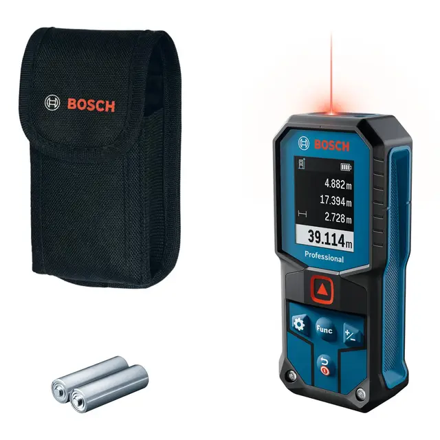 Medidor láser GLM 40-31 de Bosch Professional (IP65, cálculos automáticos de Longitud/área/Volumen, Pantalla a Color con iluminación intensa, Compatible con batería de Iones de Litio)