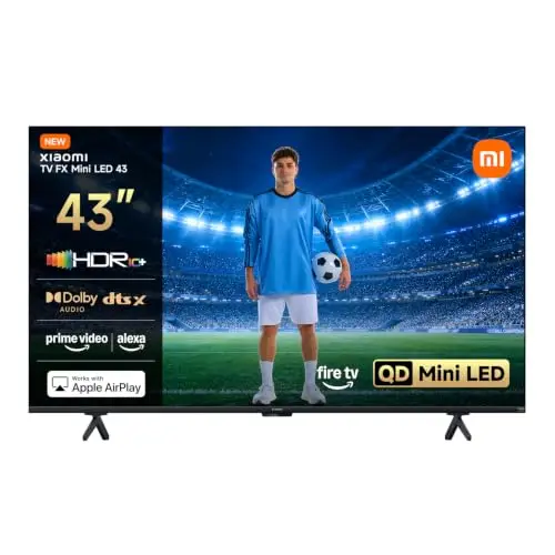 XIAOMI TV FX Mini LED de 43 Pulgadas (101 cm), Smart TV con QD-Mini LED, 4K UHD, Fire TV, HDR10+, MEMC, DTS:X, AirPlay 2, HDMI, Modo Cineasta, Control por Voz con Alexa