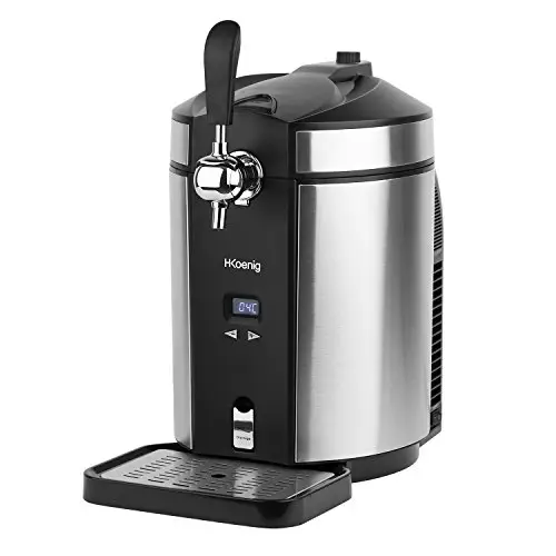 Máquina llenadora de cerveza H.Koenig BW1880, compatible con barriles universales presurizados/no presurizados de 5L, acero inoxidable, profesional, refrigeración integrada de 2 a 12 °C, pantalla LED