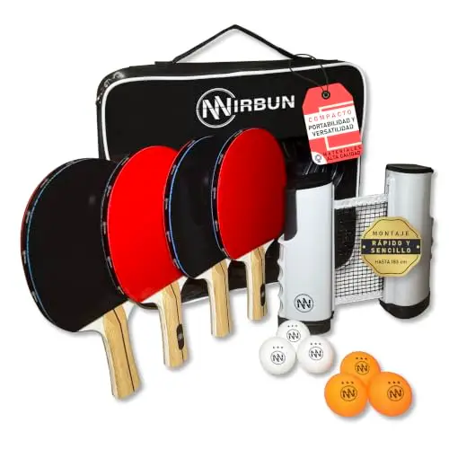 nirbun set ping pong 4 jugadores
