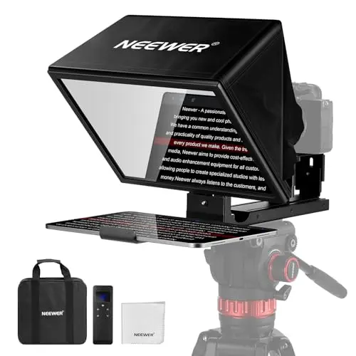 NEEWER Básico X12B Teleprompter Aleación Aluminio Elevable 12" para iPad Tableta Teléfono Cámara DSLR sin Ensamblaje APP Control Remoto Compatible con iOS Android, para Live Streaming Enseñanza Línea