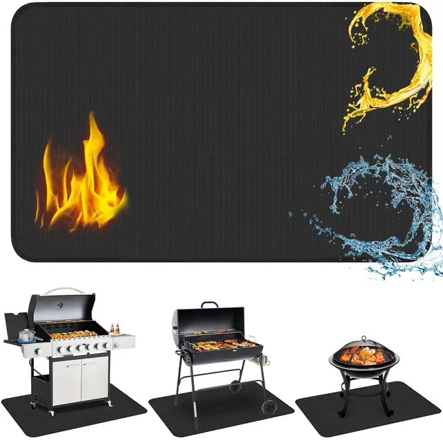 Alfombrillas de silicona ignífugas 180 x 100cm, Alfombrillas Resistentes al Calor Esterilla Protectora para Barbacoa para y Barbacoa de Carbón Vegetal, Alfombra Ignifuga para Protege Pisos y Césped