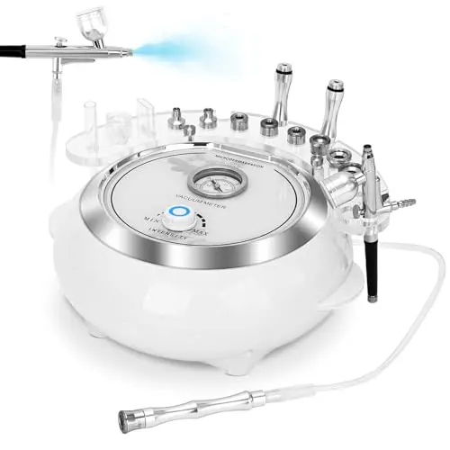 iklestar Máquina de microdermoabrasión 3 en 1 con pistola de pulverización, kit facial profesional de dermoabrasión de diamante para uso personal en el hogar, 65-68 cmHg