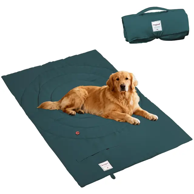 Colchoneta Plegable para Perros, 95 x 65 cm Lavable Impermeable Cama para Perros Grande y Mediana Cojín portátil para Perro y Gatos Manta de Viaje para Mascotas Colchón Multifunción (verde)