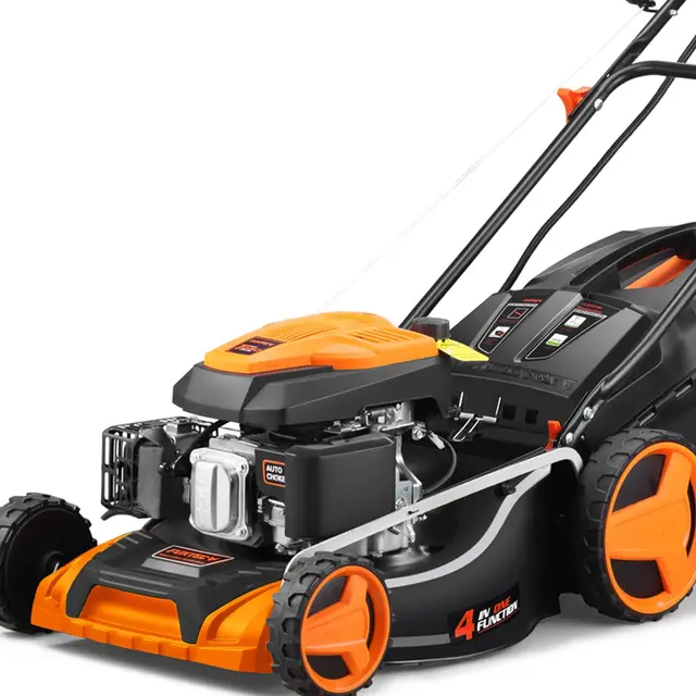 FUXTEC FX-RM5196eS cortacésped de Gasolina autopropulsado 4en1 de Arranque eléctrico con batería ZipGO Ancho de Corte 51cm, Gasolina 196cc Easy Clean 6hp triturador/cortacésped 60L