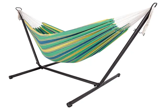 Spetebo Hamaca doble para exteriores con estructura – 285 x 120 x 110 cm – hamaca para 2 personas – soporta hasta 150 kg (Jungle Stripe)