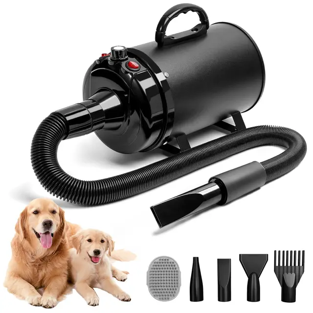 Secador de Pelo de Perro Blaster 3800 W/5.2 HP, secador de Pelo para Mascotas, Calentador de Temperatura de bajo Ruido con 4 boquillas Diferentes y Cepillo de Aseo para Mascotas