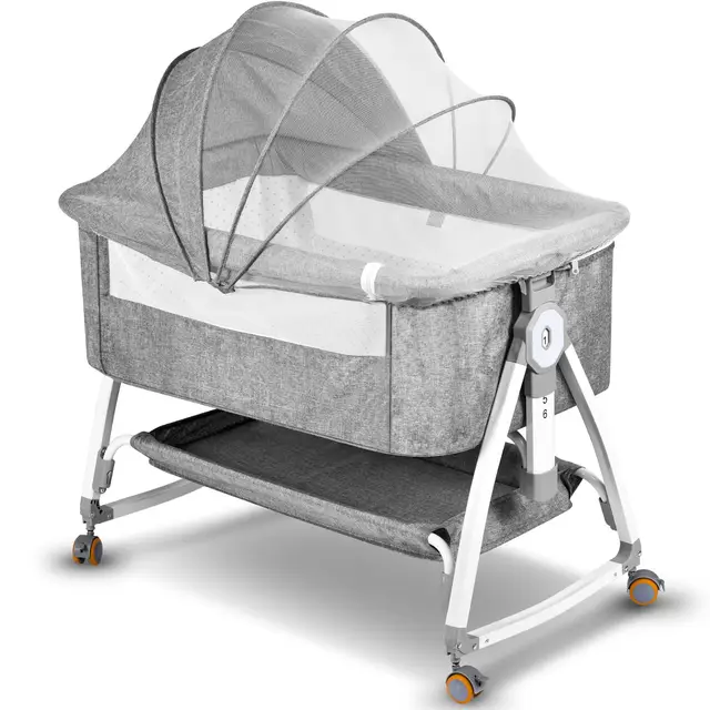 NIKYJM Cuna Colecho,3 en 1 Cuna Bebe Moises para Bebe Portatile 6 Velocità Regolabile in Altezza e Inclinazione con 4 Freni Sulle Ruote Minicuna Colecho per Letti di Diverse Dimensioni