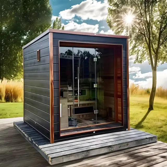 sauna barril madera caoba 2 personas