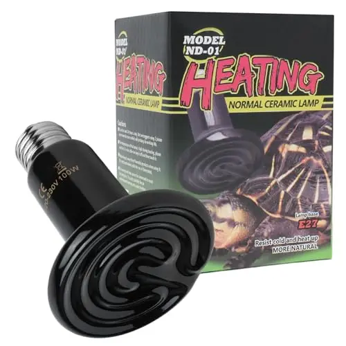 Lámpara de Calor para Reptiles, E27 100W Bombilla de Calor Infrarroja de Cerámica, 220V Negro Bombillas de calefacción para Reptiles Vida 20.000 Horas para Anfibio, Lagartos, Tortuga, Serpiente